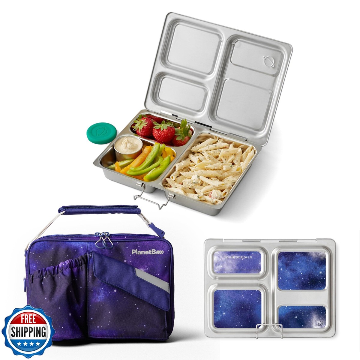 PlanetBox Launch Stainless Steel Bento Box Style Lunch Box