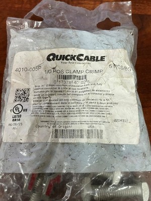 5 Pack QuickCable 1/0 Positive Clamp Crimp Ring Quick Cable 4010-005P