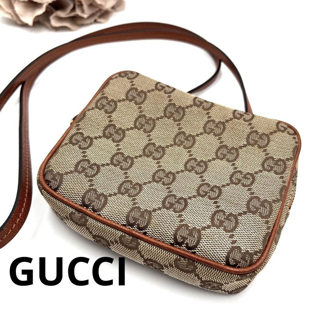 GUCCI GG Canvas Brown Shoulder Bag Authentic F0410644