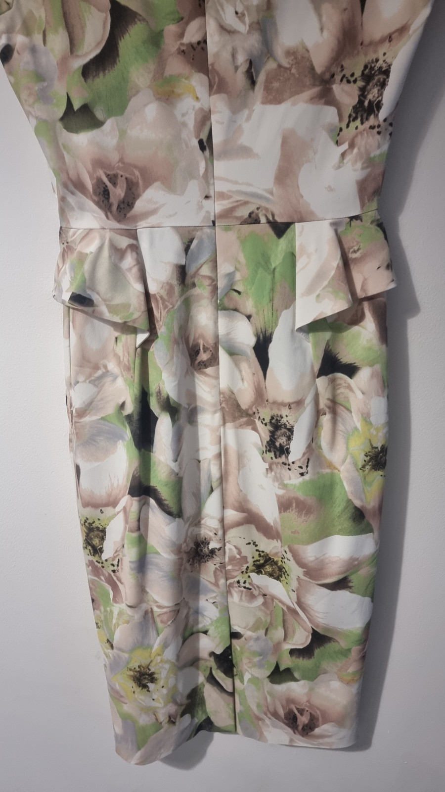 Karen Millen Floral Watercolour Peplum Midi Dress 12 Wedding Garden Party Races image 5