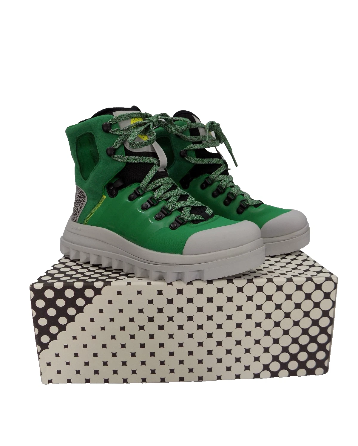 Stivali Adidas Stella Mccartney verdi taglia 6 donna stringati Adiprene grossi biker