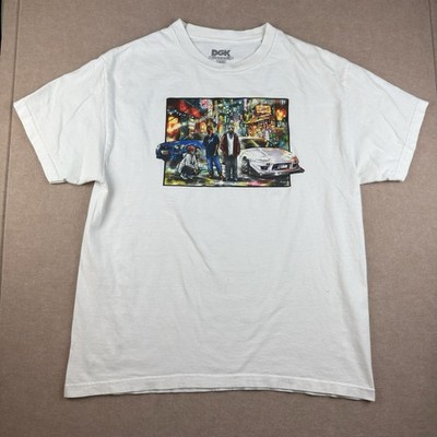 DGK T-Shirt Men s Large White Streetwear Gangsta Car Graphic Tee