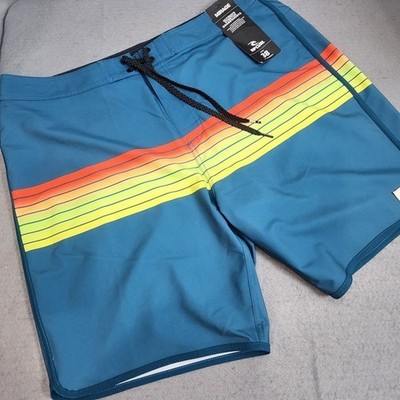 Rip Curl Boardshorts Teal Rainbow Stripe Mirage Ultimate Mens 38