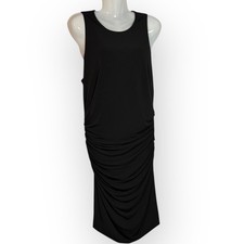 Laundry by Shelli Segal Black Ruched bodycon Sleeveless Midi Dress Size 14
