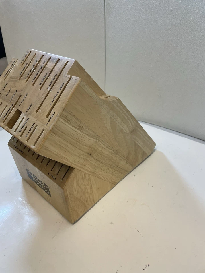 SIX STAR Cubiertos 30 Ranuras Cuchillo Bloque - Madera Maciza Etiquetado Ranura Miel Roble Ronco Foto 3 de 4