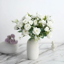 IVORY 4 Bushes 12" Silk Roses Artificial FLOWERS Bouquets Party Home Decorations