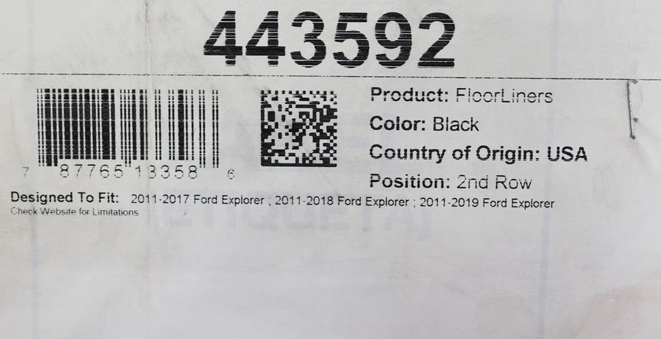NUEVO revestimiento de piso negro para todo clima segunda fila 443592 Ford Explorer 2011-2019 Foto 2 de 4
