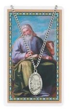 St Luke Pewter Medal with 24in Chain and Laminated Holy Card Set