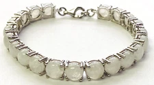 QVC Affinity Gems Silver Oval Cut White Moonstone 6-3/4"  Line Beaded Bracelet
