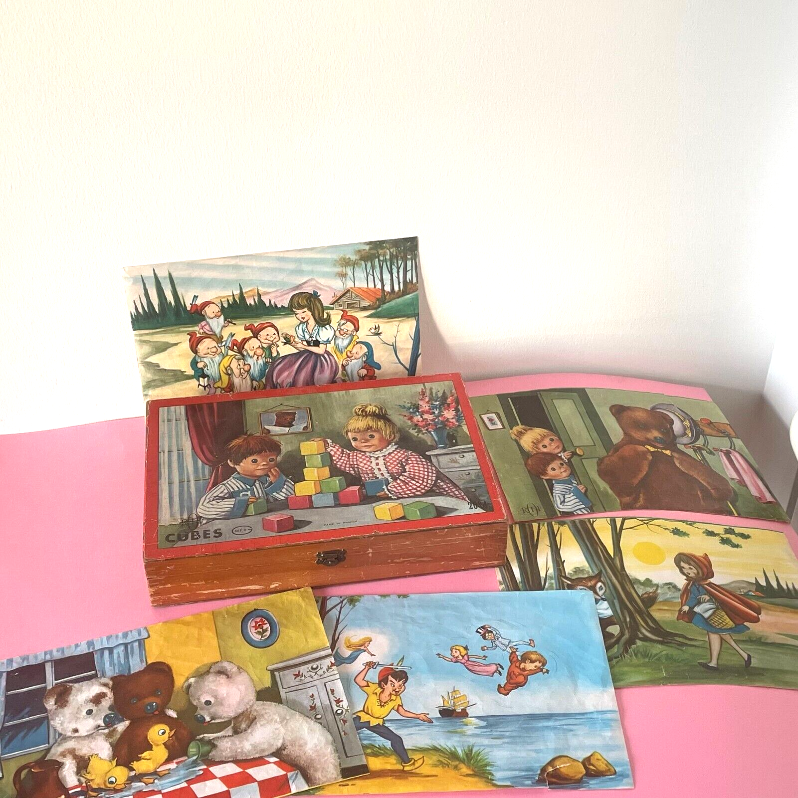 Coffret Vintage Nounours Pimprenelle Et Nicolas - Jeu De Cubes ORTF Années 60, Bonne Nuit Les Petits