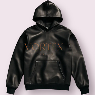 Premium Black Leather Hoodie For Men's Lambskin Leather Hoodie Classic Style
