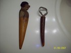 Vintage Anri Italian Carved Wood Letter Opener and stag horn bottle opener lot — photo 3