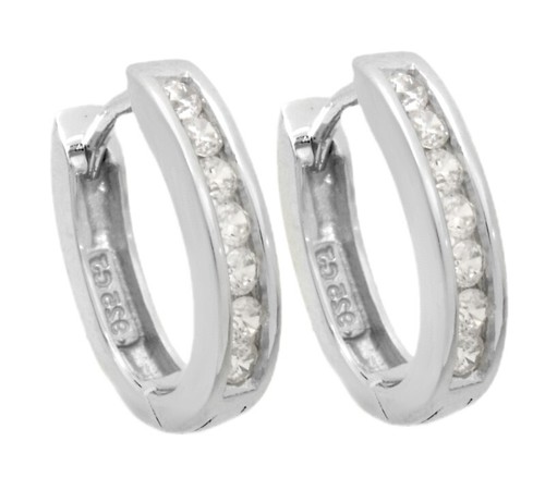 Coppia Di Creole 13,9Mm Con Zirconia Orecchini In Argento