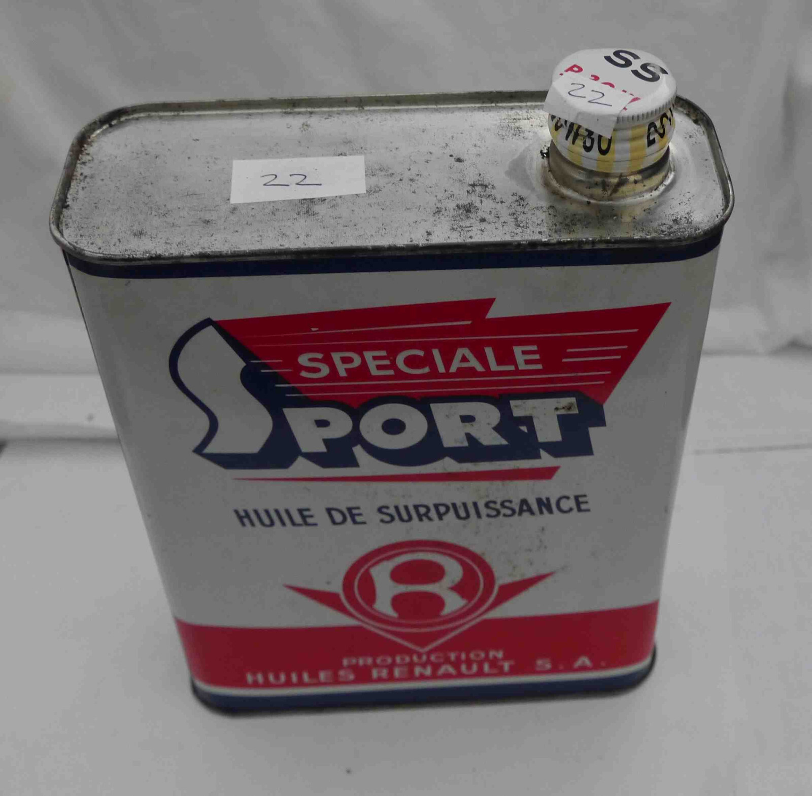 Bidon Renault Spéciale Sport SS R20W30 pour décoration garage vintage ambiance rétro