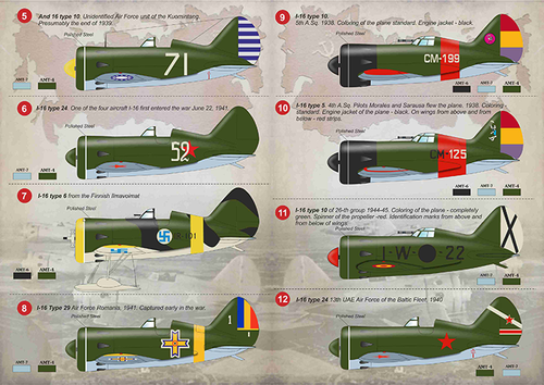 Print Scale 144-021 Decal for airplane 1:144 Polikarpov I-16 Waterslide decals - Picture 14 of 24