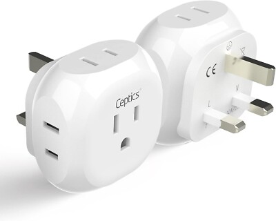 Ceptics US to UK  Adapter Ireland Adapter USA to Type G Hong Kong, England  2PCS