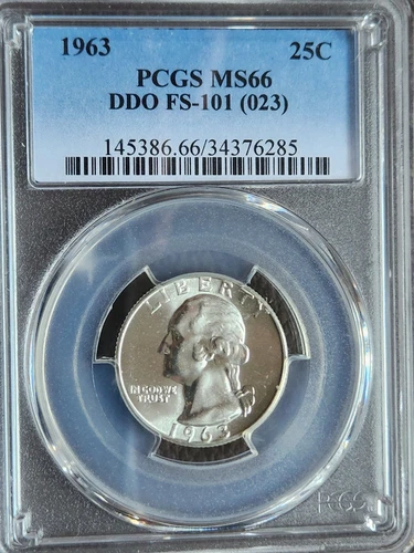1963 Washington Quarter DDO FS-101 PCGS MS66