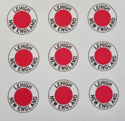 Lehigh New England HO Gauge Train 9 Vinyl 7/16 Round Logos on 1 sticker Made USA