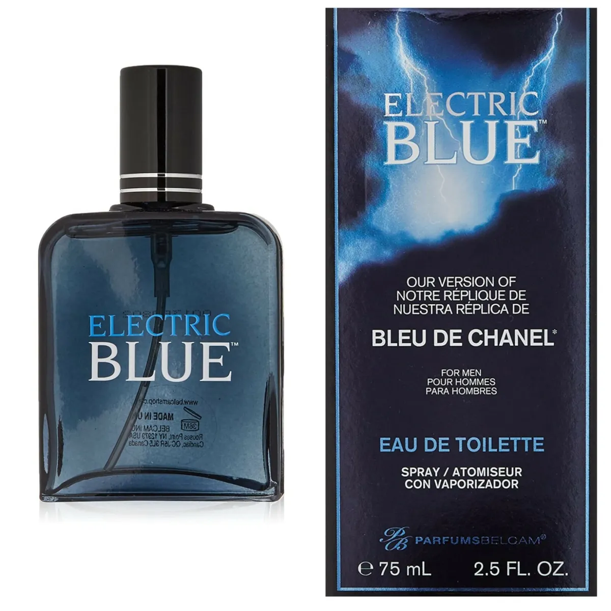 Parfums Belcam Electric Blue EDT 2.5oz/ 75ml Bleu de Chanel Inspiration