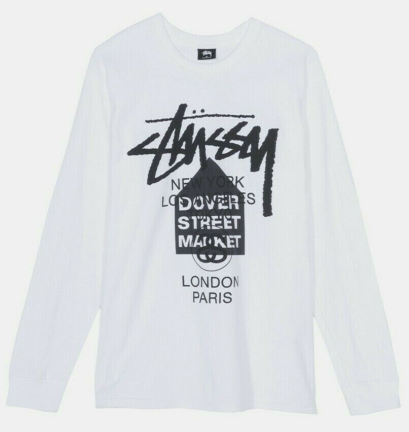 STUSSY DOVER STREET MARKET DSM WORLD TOUR LS TEE SHIRT WHITE STUSSY DOVER STREET MARKET DSM WORLD TOUR LS TEE SHIRT WHITE