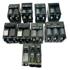 LOT OF 11 CIRCUIT BREAKER EATON, SCHNEIDER, SQUARE D, SIEMENS 20 / 30 AMPS