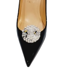 Metal Shoe Clips with Bees, Rhinestones and Beads, Shoe Accessory, Silver/White