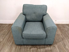 ARMCHAIR Aqua Blue Fabric Removable Cushions Wooden Feet FREE DELIVERY