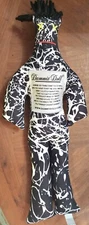 Original Dammit Doll Fabric Stuffed Black White 12 " Tall Black Yarn Hair