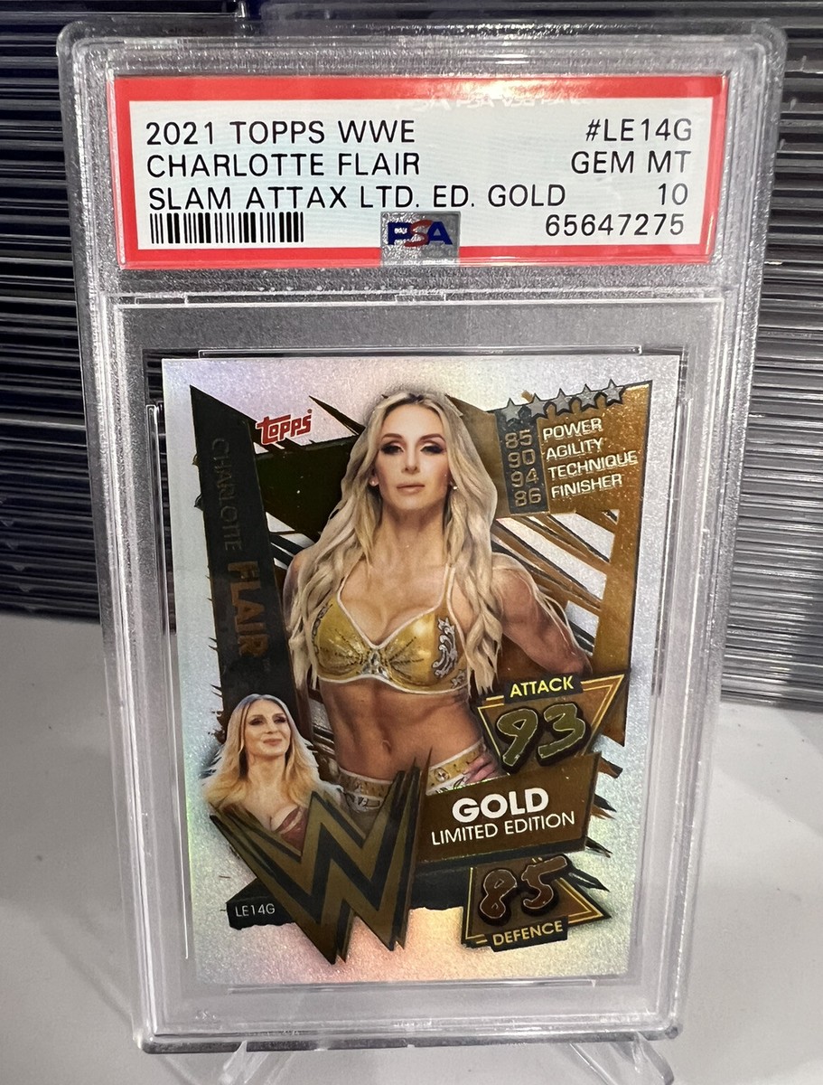 Charlotte flair 2021 topps wwe slam attax limited edition gold psa