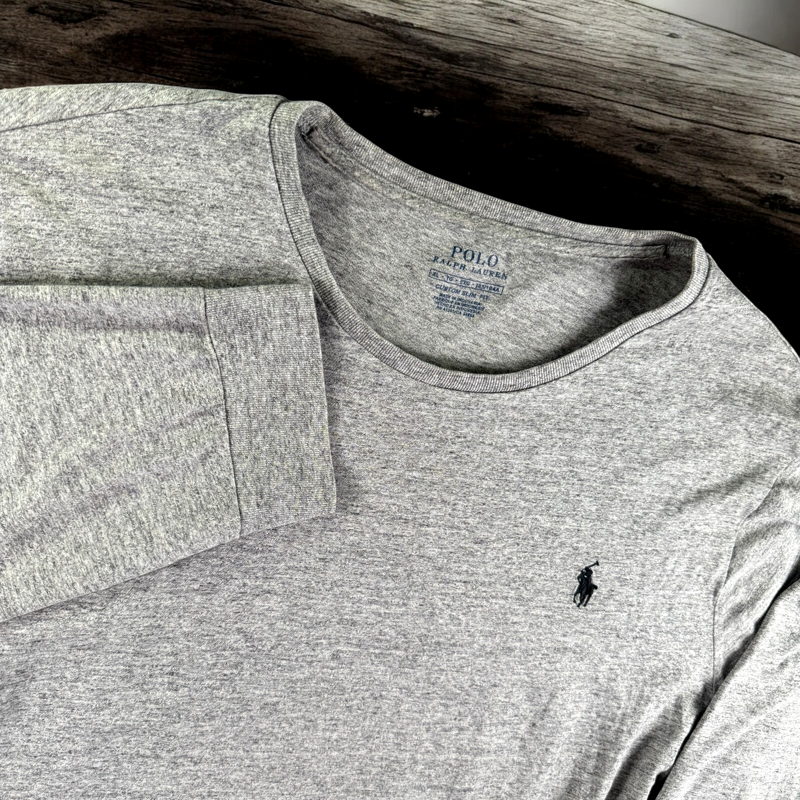 Polo Ralph Lauren Camicia Uomo XL Grigio Manica Lunga Blu Pony Y2K Boxy Preppy