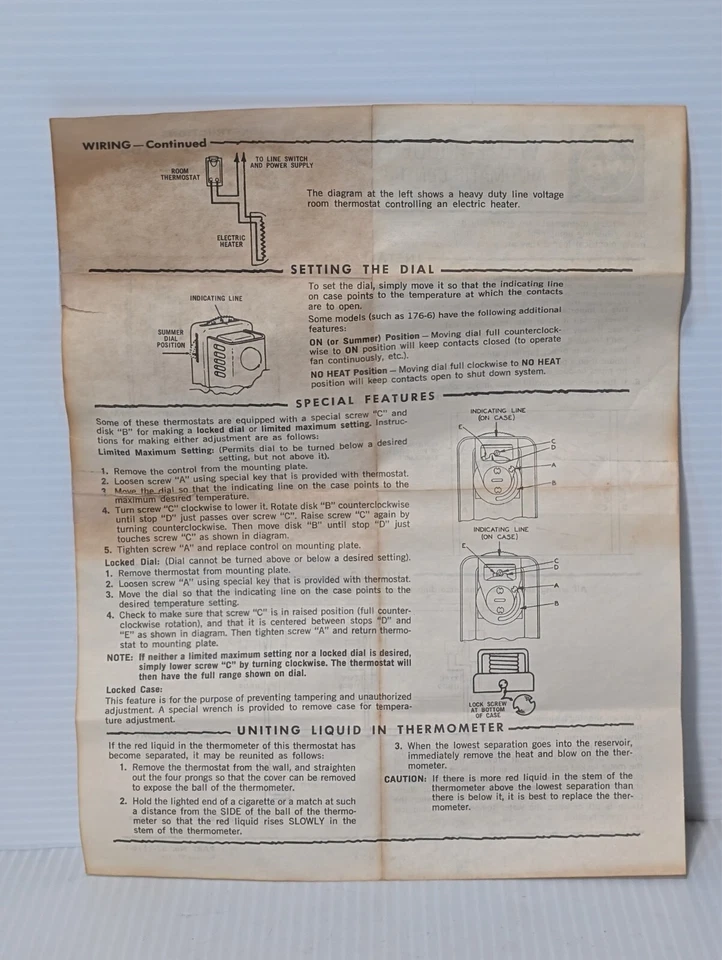 Термостат комнатный Emerson White-Rogers 152-9, линейное напряжение, 55-85 градусов по Фаренгейту, в коробке - Изображение 3 из 4