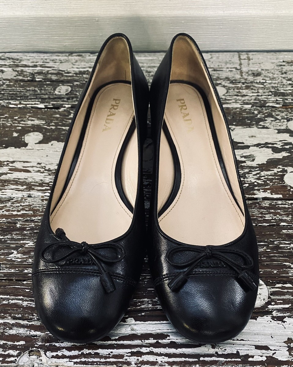 PRADA ブラック ポインテッドトゥ ハイヒール　24cm ec13344-1.jpg