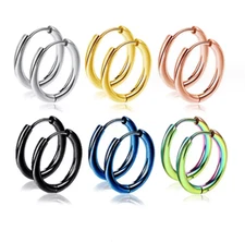 Stainless Steel 2.5mm 10 Gauge Huggie Hoop Earrings Unisex Women Men 12-25MM E9