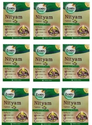 Zandu Nityam Tablets (9 Packs) 10 Tablets in each Pack - 90 Tablets BEST PRICE