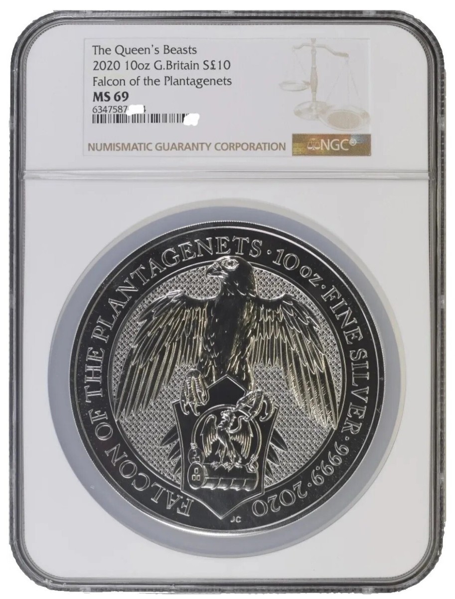 2020 10 Oz Silver £10 UK Queen Beast FALCON OF THE PLANTAGENETS