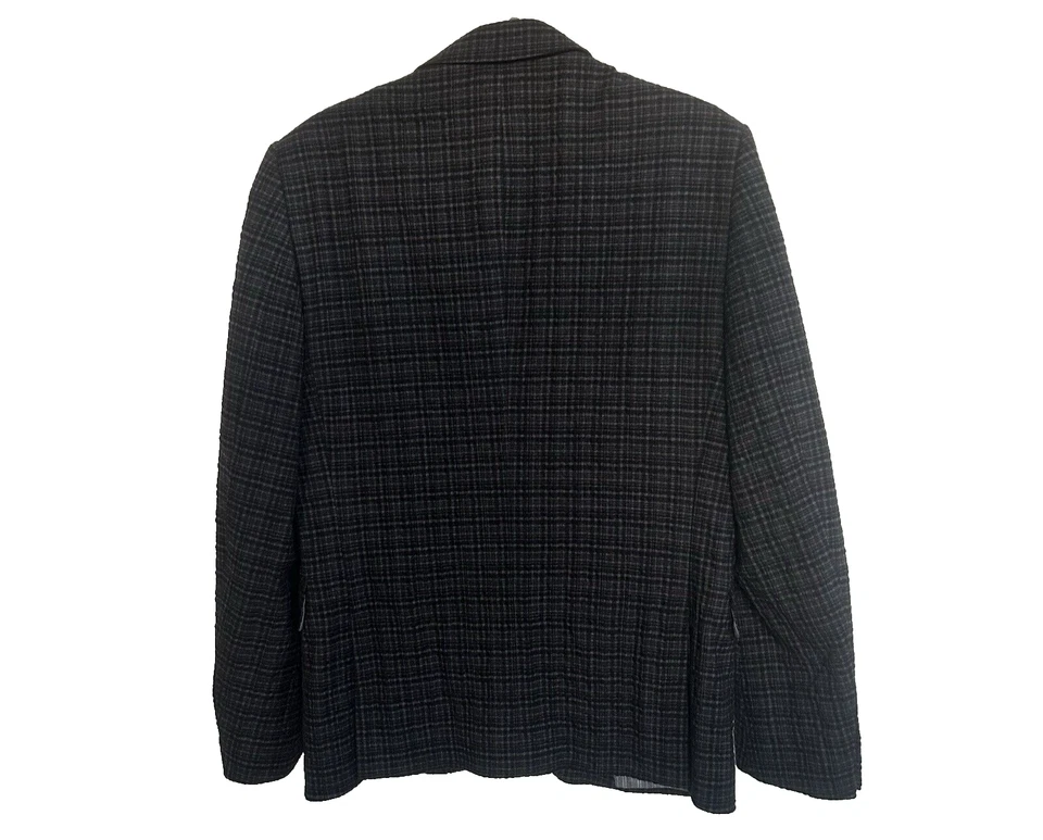 John Varvatos Austin Jacket Black/Gray Texture Plaid Wool/Angora Sz Italy 48 NWT - Image 3 of 4