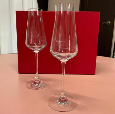 BACCARAT  Champagne Glass Chateau 2 pair flute Set Clear Crystal  H9.8xW3.5