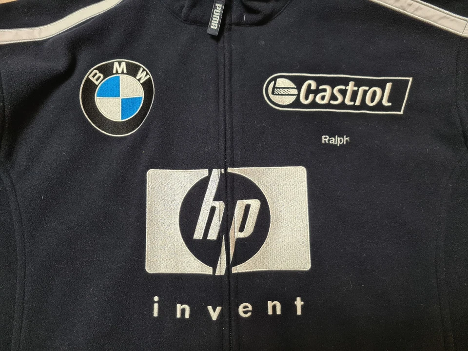 BMW WILLIAMS F1 TEAM VINTAGE JACKET FLEECE RETRO F1 BMW FORMULA 1 FLEECE sM PUMA - Photo 4/4