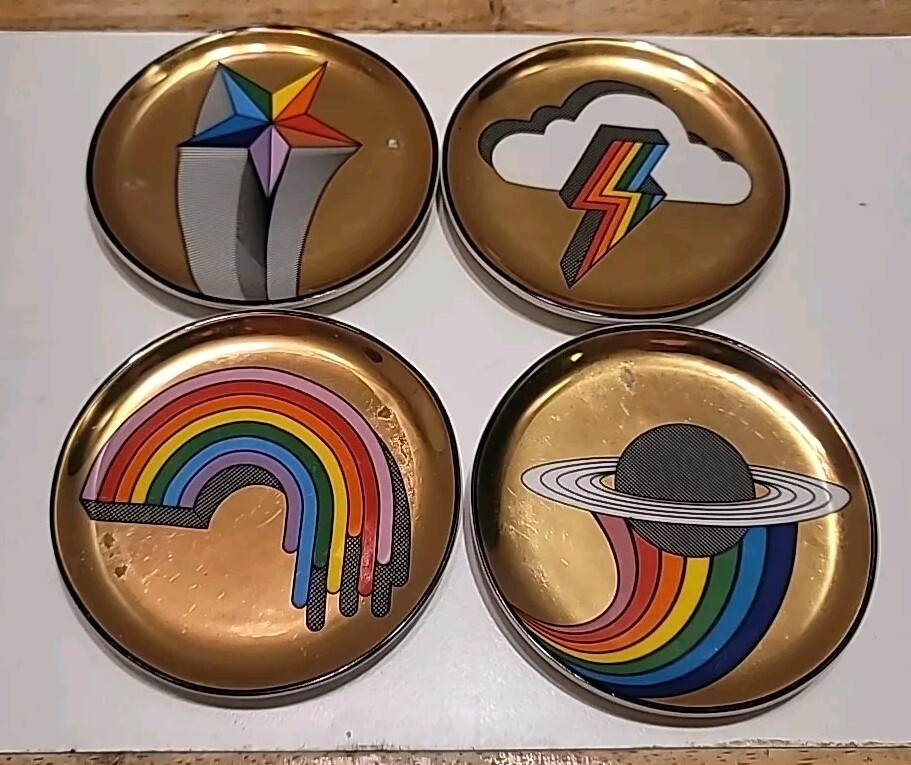 Jonathan Adler POP! Set of 4 Porcelain Coasters - Rainbow Cloud
