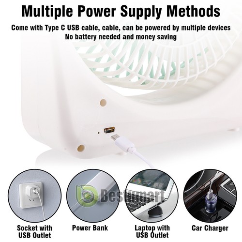 3.7V USB Rechargeable Desk Table Fan Personal Air Fan Quiet Portable Fan 3Speeds - Picture 7 of 24