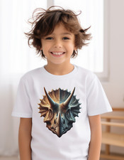 Kids Triceratops dinosaur T-shirt, fun childs dino gift for reptile enthusiasts.