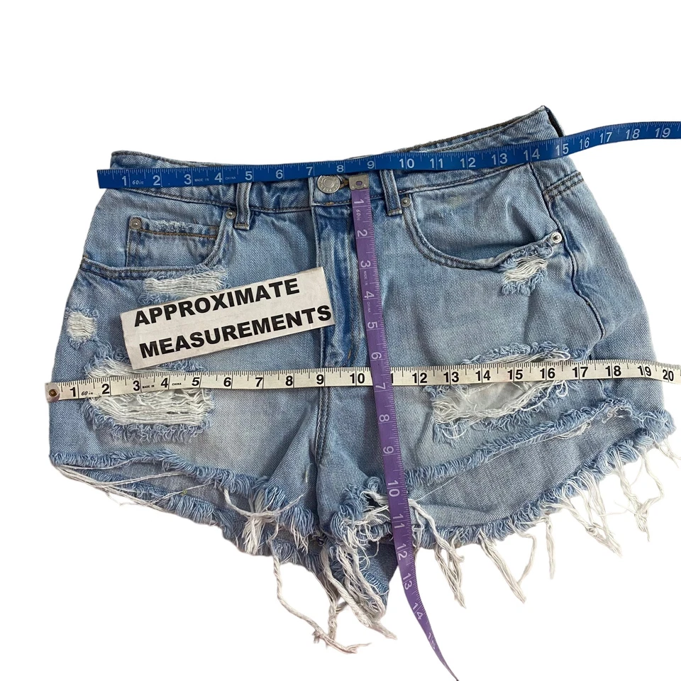 Pantalones Cortos Garage Jean Para Mujer Talla 9 Denim Destruido Lavado Ligero Grunge Rock Foto 3 de 4