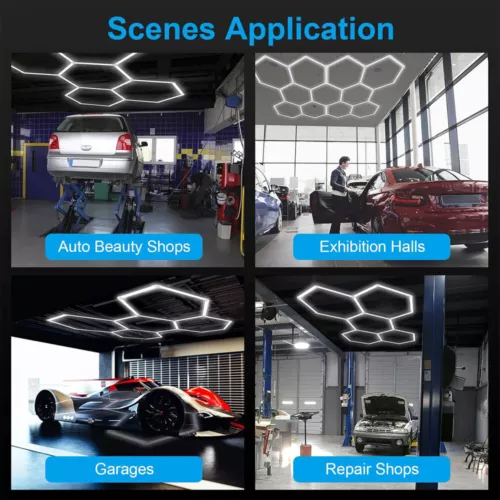 14 Hexagon LED Lighting Detailing Garage Workshop Retail Car Showroom UK - Picture 23 of 53