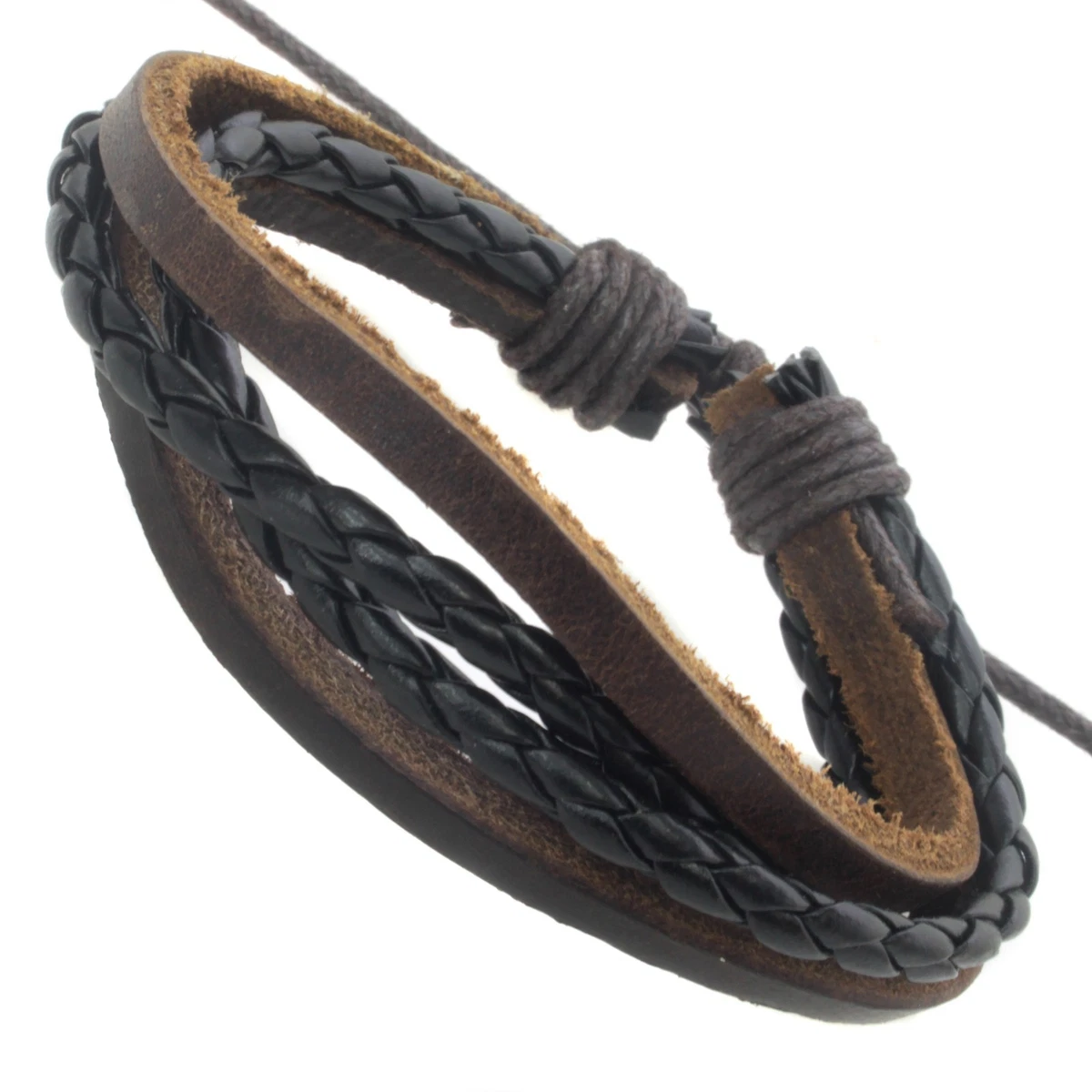 Cool Mens Guys Friendship Boys Brown Leather Braided Surfer Bracelet