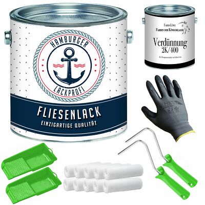 Fliesenlack SEIDENMATT Lichtgrau RAL 7035 Grau Fliesenfarbe + Lackierset HLP