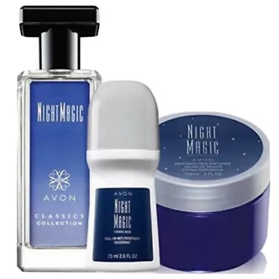 Avon Night Magic 3pcs Sets includes Perfume 1.7 Oz ,Cream 5 oz ,Deodorant 2.6 Oz