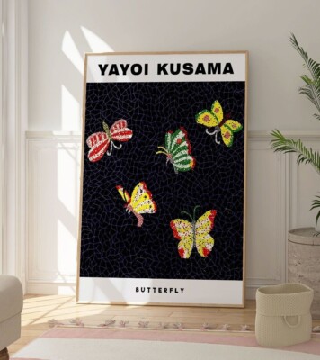 Yayoi Kusama Schmetterling Poster, moderner abstrakter Druck, Muster Punkt Design Kunstwerk