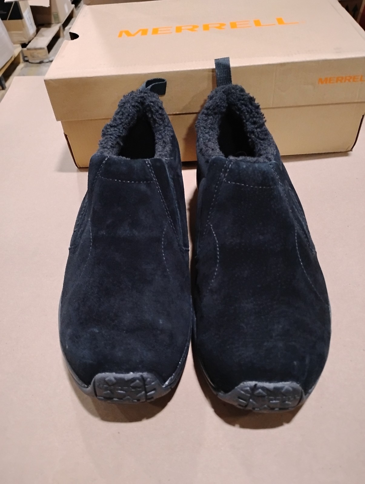 Usate come nuove_Merrell J004143 scarpe slip on uomo Jungle Moc comode nere US