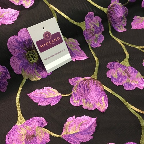 £14.99 Floral Tulle Net Embroidered Wedding Dress fabric 142 cm Wide MJ1133 - Picture 46 of 49