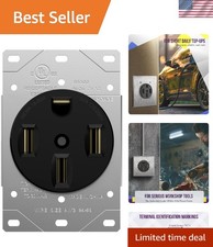 Durable 50A NEMA 14-50R Black Receptacle Outlet for RVs and Electric Vehicles
